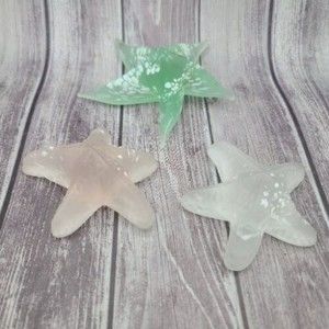 Frosted Glass Starfish Paperweight  Figurine Lot Of 3